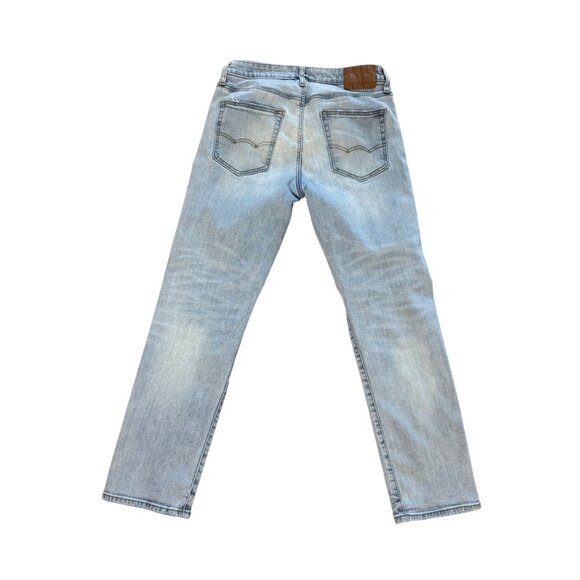 American Eagle Flex Light Wash Mens Jeans 30x30 Straight Fit Distressed Denim - Picture 6 of 9